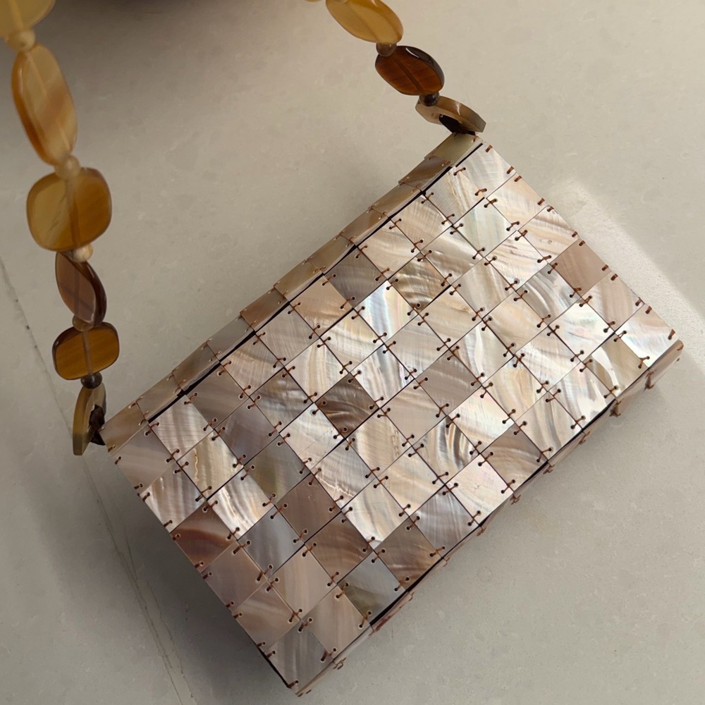 Mother of pearl hand stitched vintage bag - Picture 2 of 6
